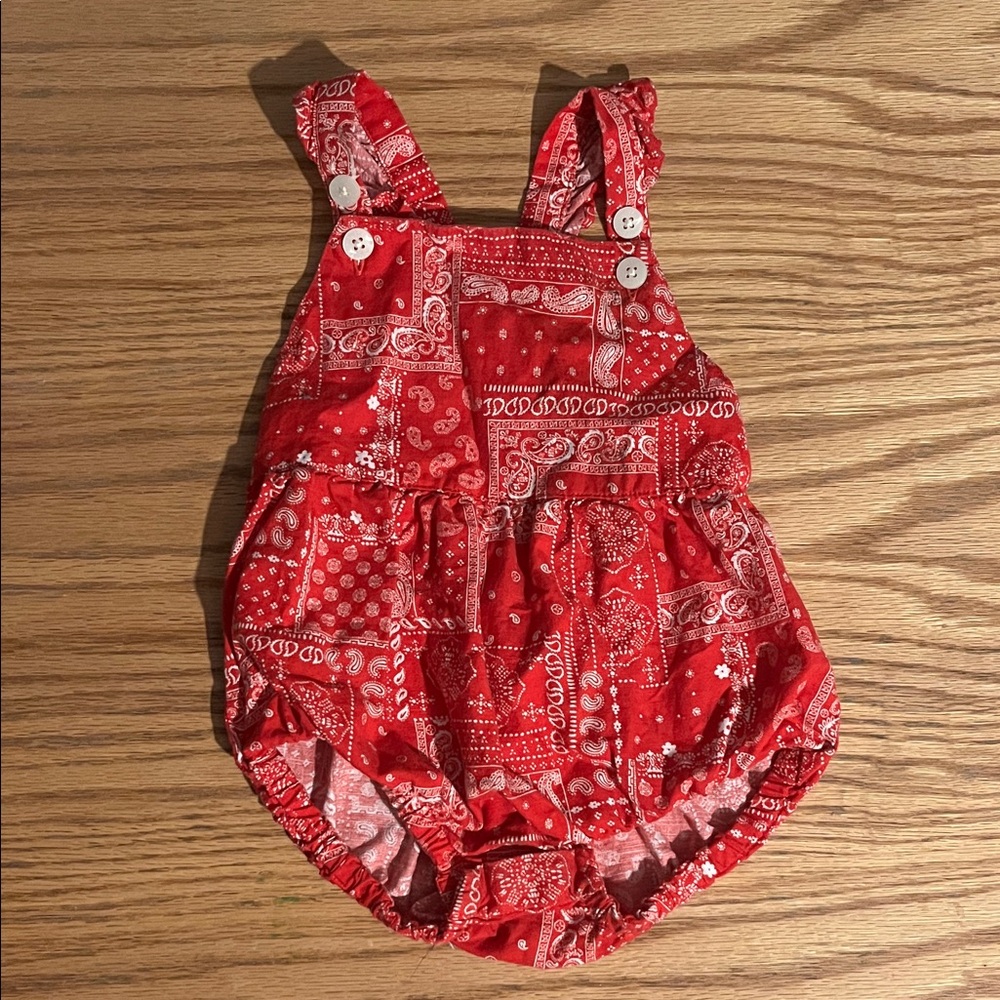 Red Bandana Print Kids Romper